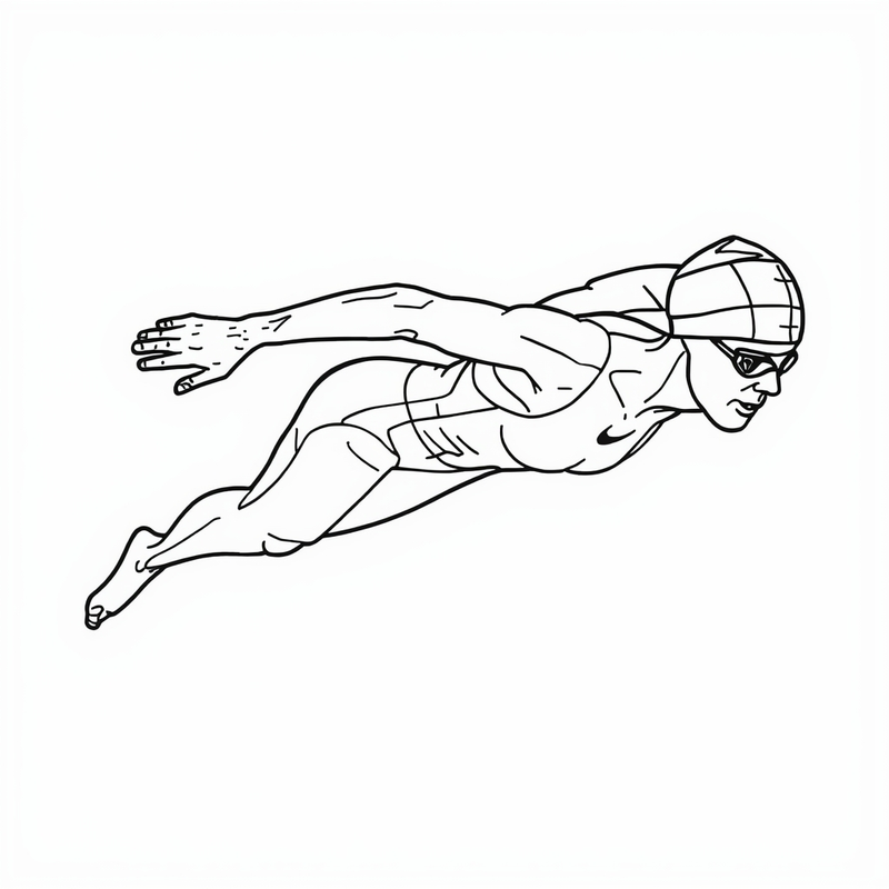 Swimmer 1 - free printable coloring page