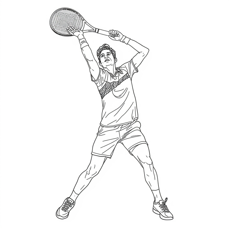 Tennis Player 2 - free printable coloring page