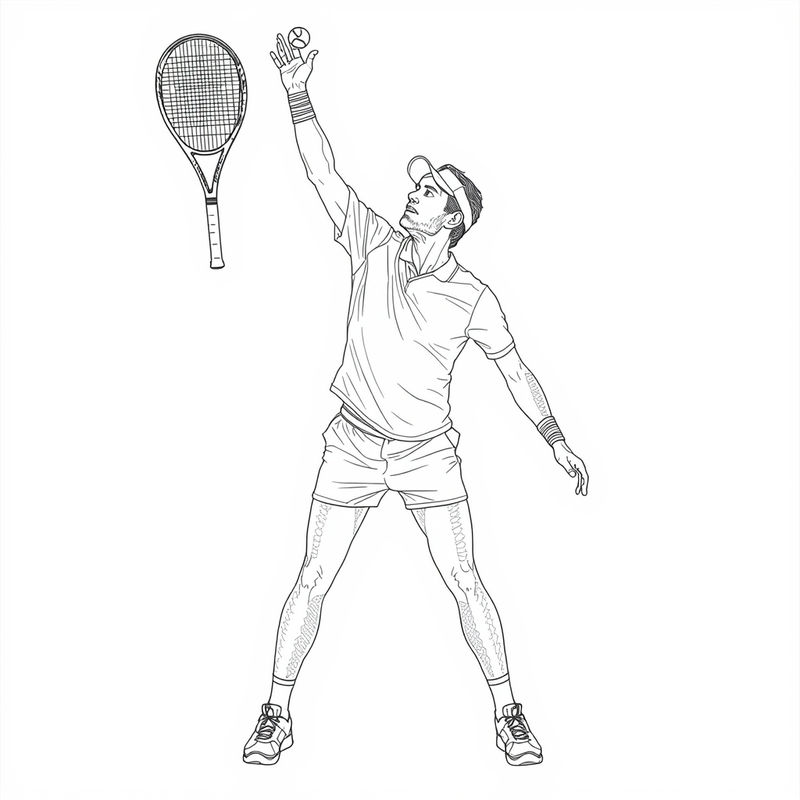Tennis Player 3 - free printable coloring page