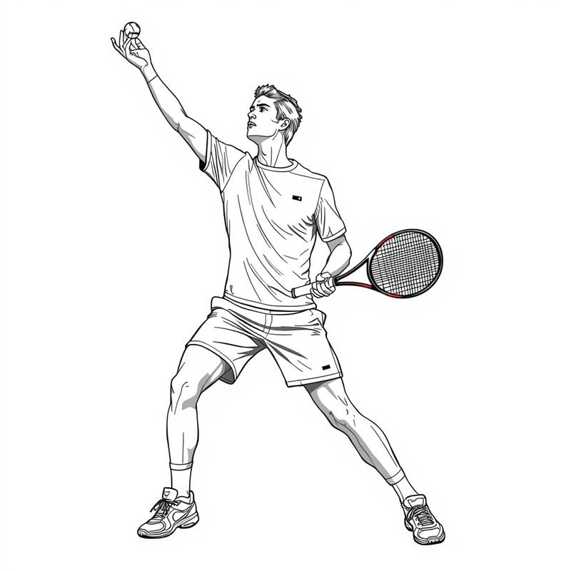Tennis Player 4 - free printable coloring page