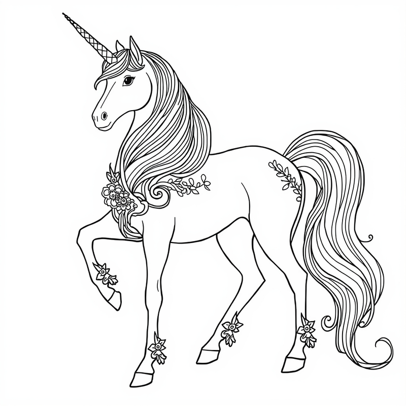 Unicorn 1 - free printable coloring page